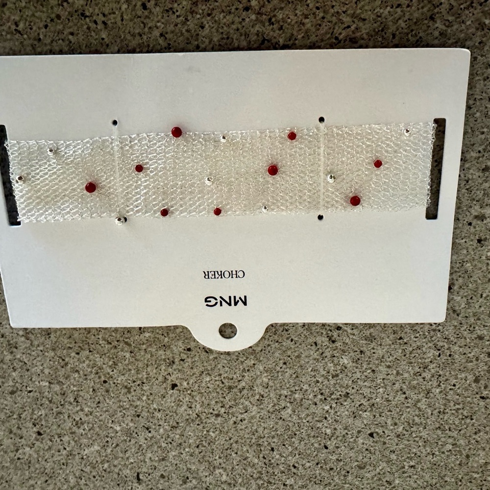 Mango White and Red Choker style necklace.